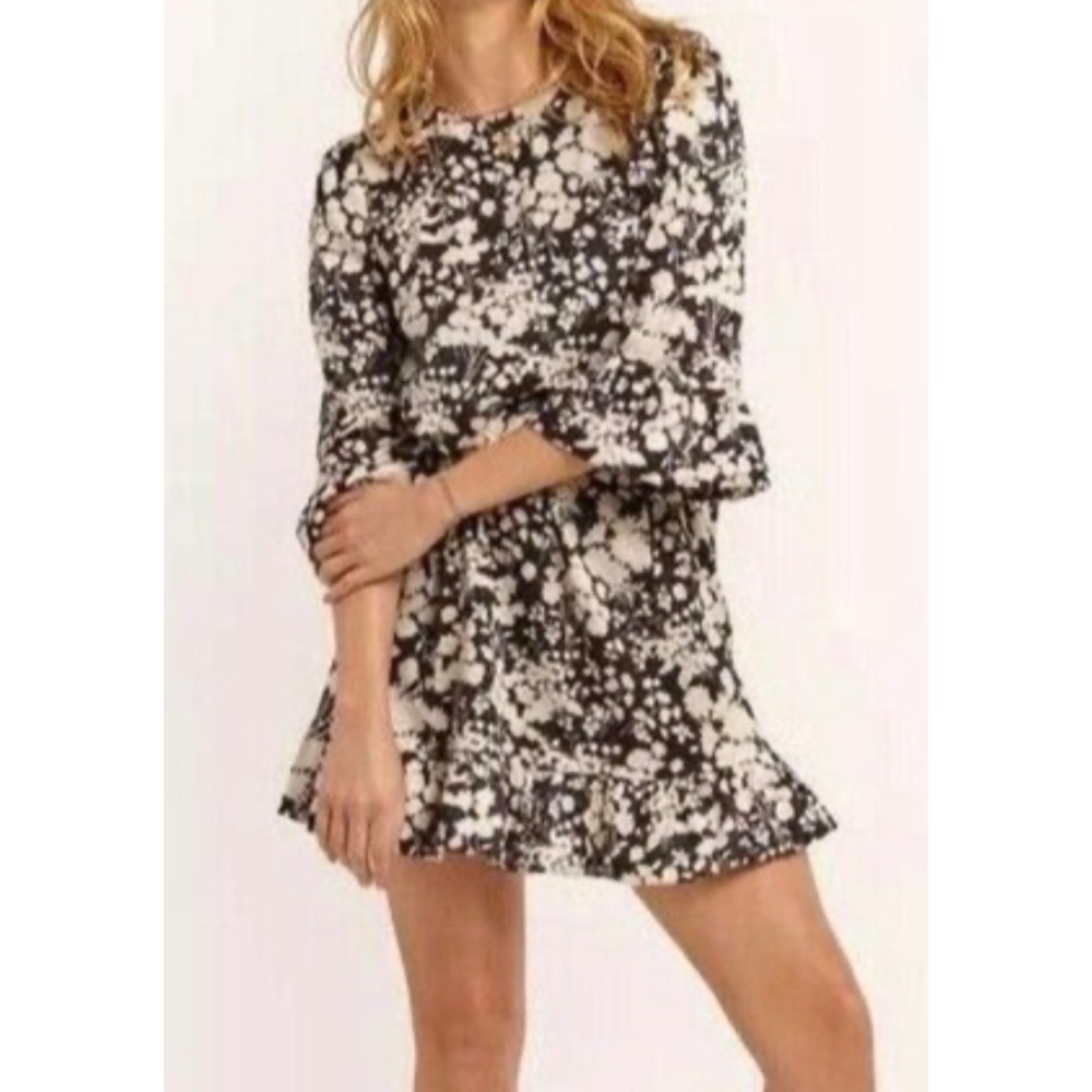 Rebecca Minkoff Frederica Dress in Black and‎ Cream Floral Size XS